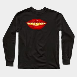 Smiling red lips and gold teeth Long Sleeve T-Shirt